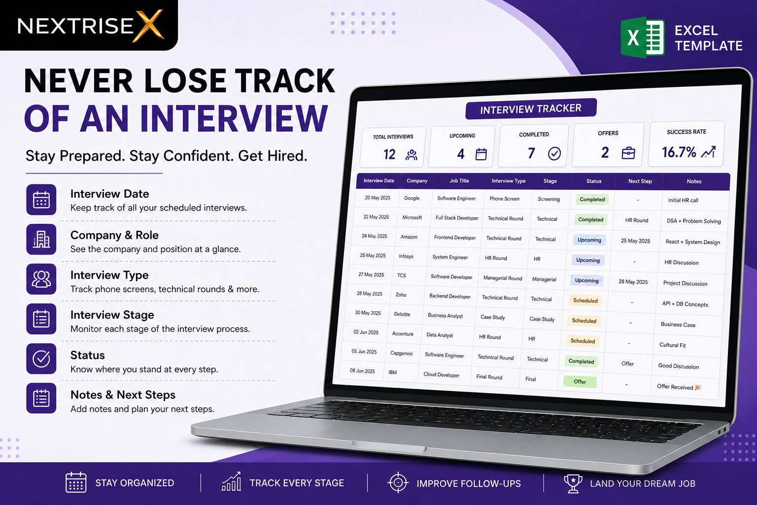 Job Application Tracker Pro – Excel Job Search & Application Management Template